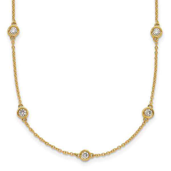 14K Gold Diamond Station Cable Necklace - Style GR1-1017473