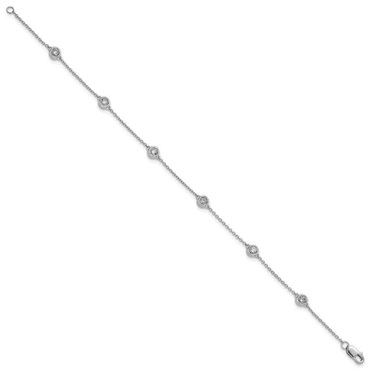 Buy Stylish 14K White Gold Diamond Station Cable Link Bracelet - Luxury Value