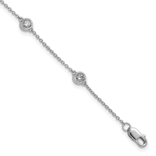 Buy Stylish 14K White Gold Diamond Station Cable Link Bracelet - Luxury Value