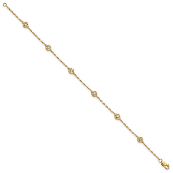 14K Gold Diamond Station Cable Bracelet - Style GR1-1007597
