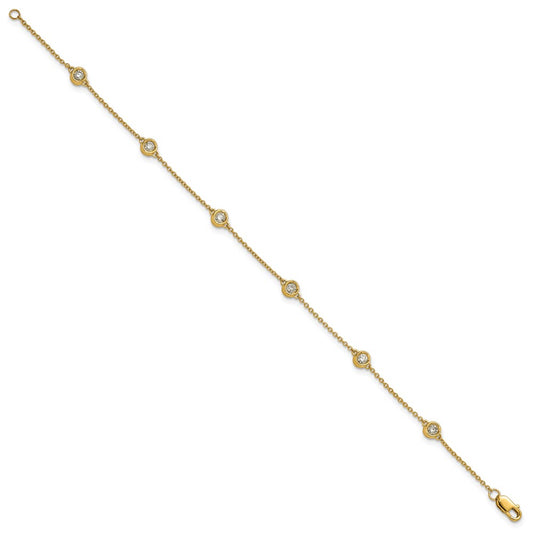 Exclusive 14K Gold Diamond Station Cable Bracelet - Stylish & Affordable Luxury