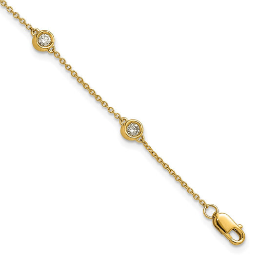 Exclusive 14K Gold Diamond Station Cable Bracelet - Stylish & Affordable Luxury