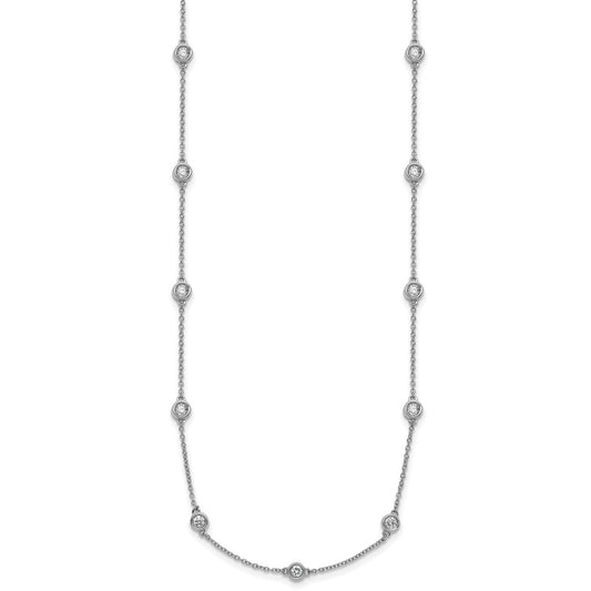 Buy Stylish 14K White Gold Diamond Station Cable Chain Necklace - 18" Length