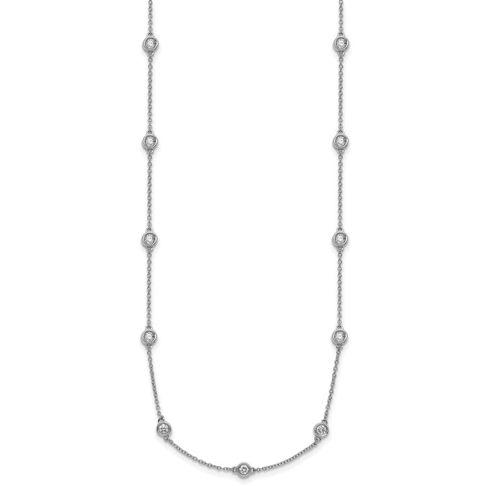 Buy Stylish 14K White Gold Diamond Station Cable Chain Necklace - 18" Length-2