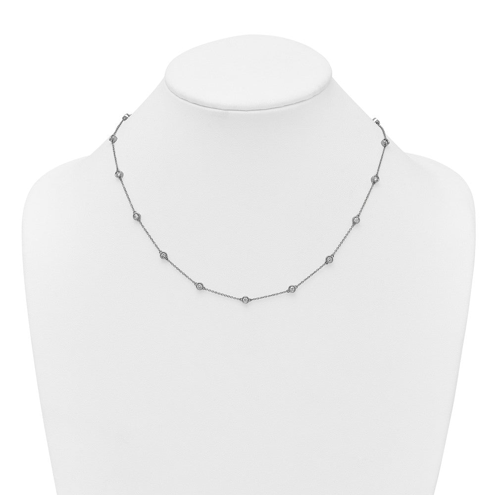 Buy Stylish 14K White Gold Diamond Station Cable Chain Necklace - 18"