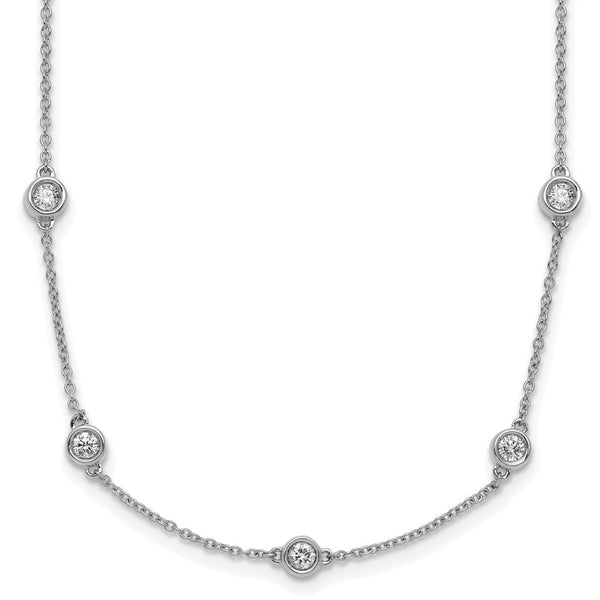 14K White Gold Diamond Station Cable Chain Necklace - 18" Length - Style GR1-1017476