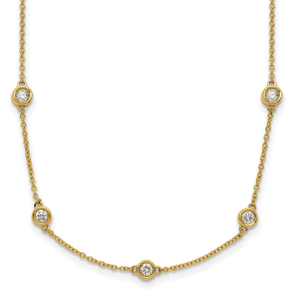 14K Gold Diamond Station Cable Necklace - 18", 0.25 Carats