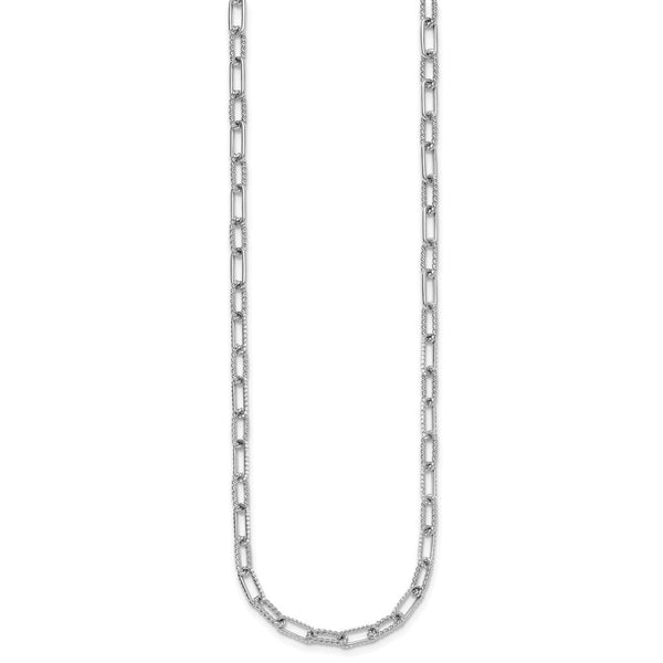 14K White Gold Twisted Diamond Paperclip Link Necklace, 18"