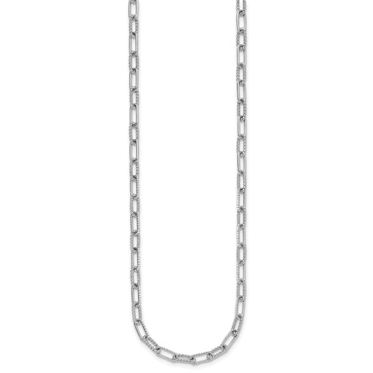 Buy Stylish 14K White Gold Twisted Diamond Paperclip Link Necklace, 18"