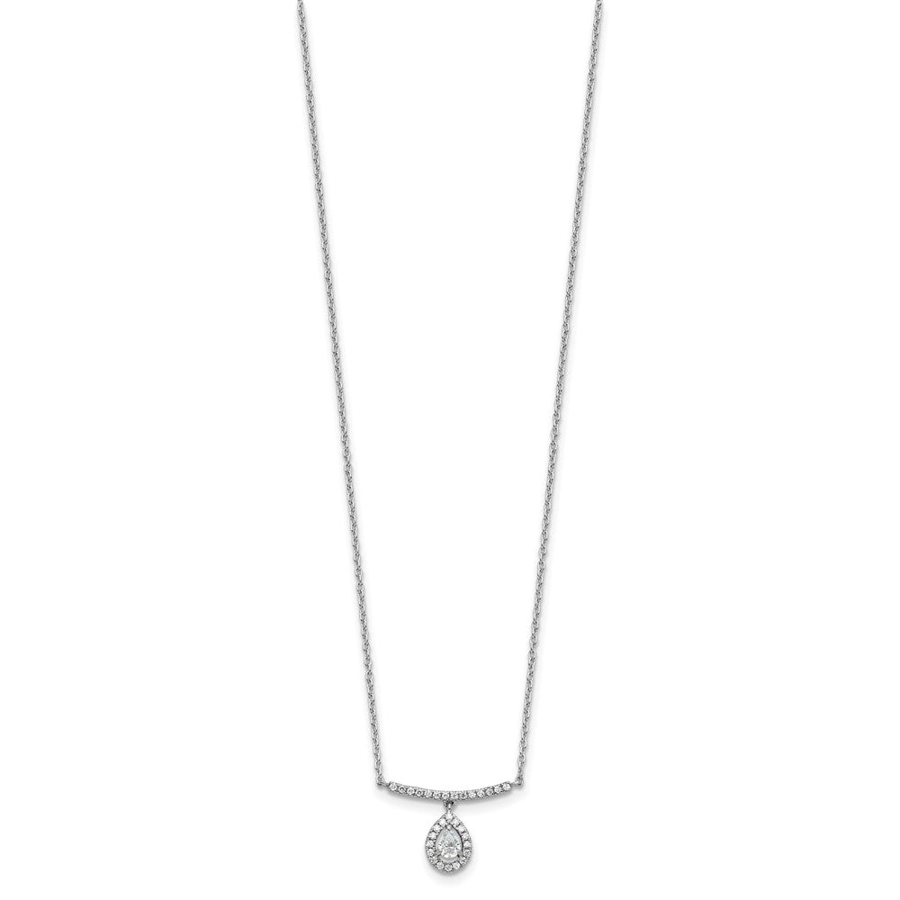 Exclusive 14K White Gold Diamond Bar Pendant & Dangle Pear Necklace