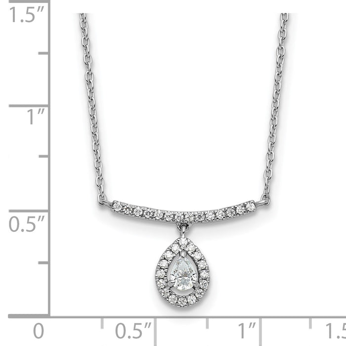 Exclusive 14K White Gold Diamond Bar Pendant & Dangle Pear Necklace-5