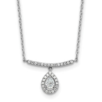 Exclusive 14K White Gold Diamond Bar Pendant & Dangle Pear Necklace