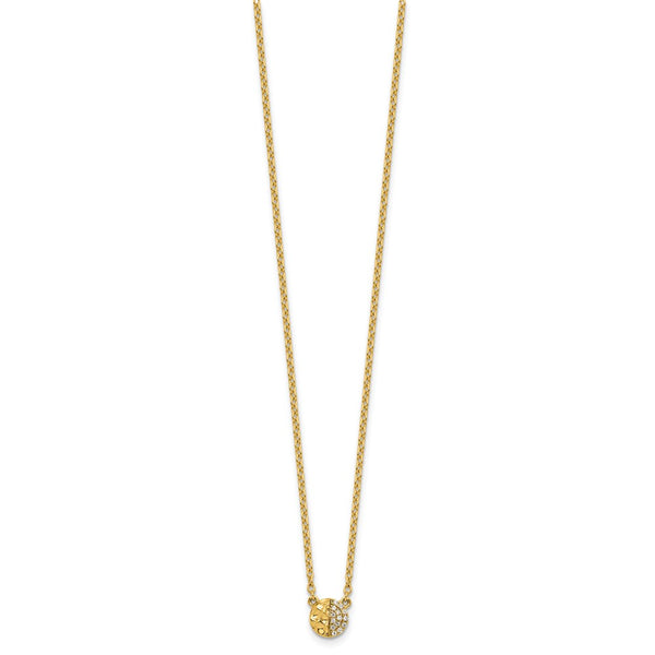 14K Gold Hammered Diamond Disc Necklace - 16" Length, Shine