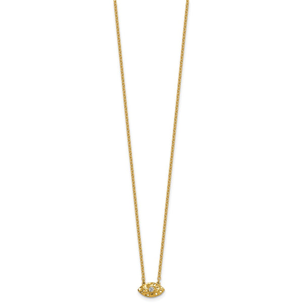 14K Gold Diamond Evil Eye Pendant Necklace