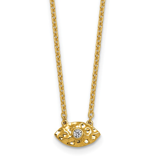 14K Gold Diamond Evil Eye Pendant Necklace