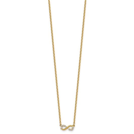 Buy Exclusive 14K Gold Polished Beaded Infinity Necklace with Diamonds - Luxury Style