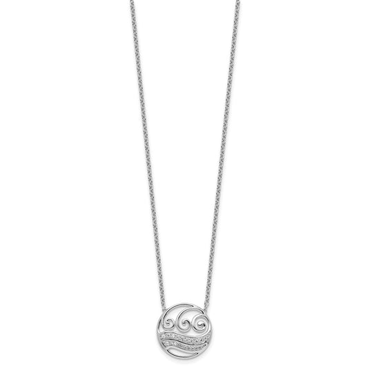 Exclusive 14K White Gold Polished Diamond Wave Circle Necklace - Stylish Value!