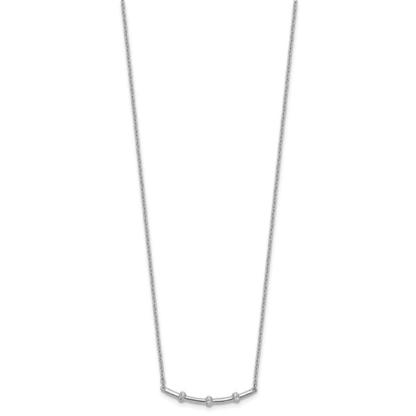 14K White Gold Polished Diamond Bar Necklace
