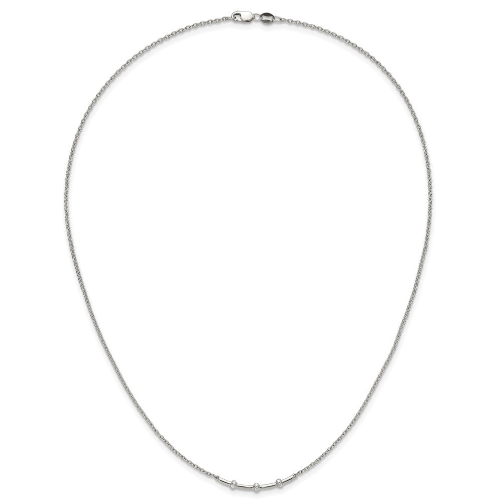 Exclusive 14K White Gold Polished Diamond Bar Necklace | Stylish Luxury Jewelry
