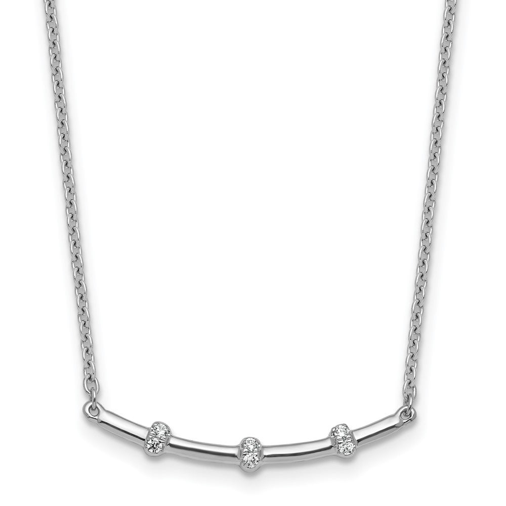 Exclusive 14K White Gold Polished Diamond Bar Necklace | Stylish Luxury Jewelry