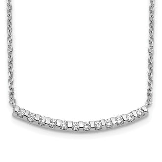 Shop Stylish 14K White Gold Diamond-Studded Curved Bar Necklace - 18"