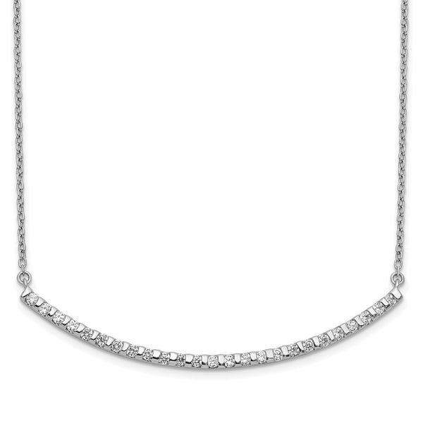 14K White Gold Diamond Curved Bar Necklace - 18 Inch - Style GR1-1007611