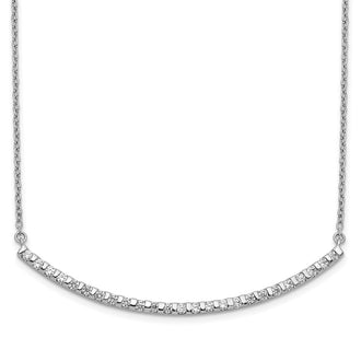 Shop 14K White Gold Diamond Curved Bar Necklace - 18 Inch, Stylish Value!