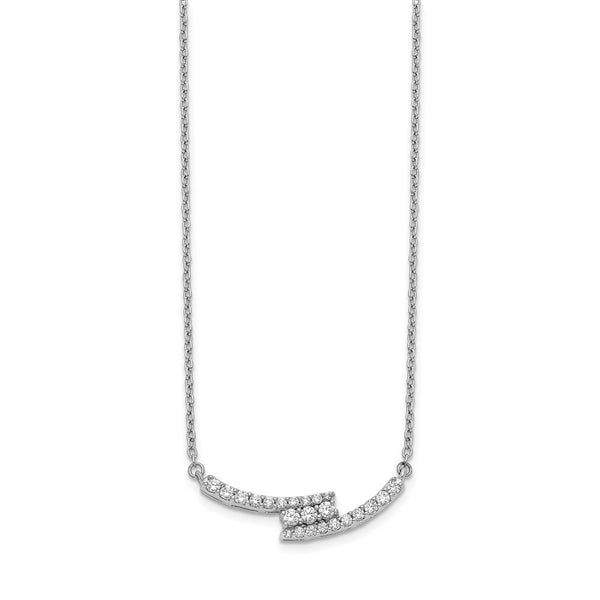 14K White Gold Diamond-Accented Curved Bar Necklace - 18