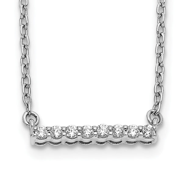14K White Gold Diamond Bar Necklace - 18 Inch - Style GR1-1007613