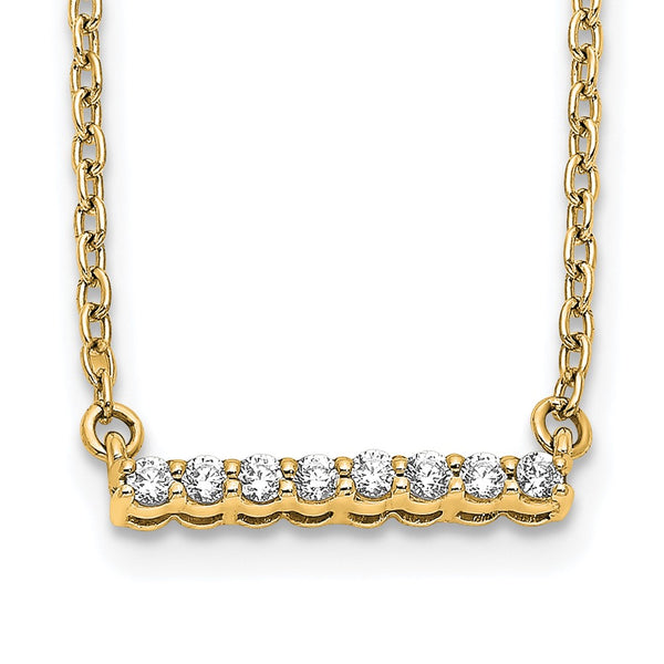 14K Gold Diamond Bar Necklace - 18 Inch Length