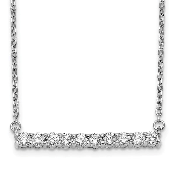 14K White Gold 18-Inch Diamond Bar Necklace