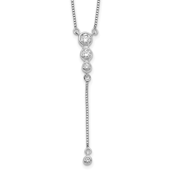 14K White Gold 3-Stone Diamond Drop Necklace - 18-Inch
