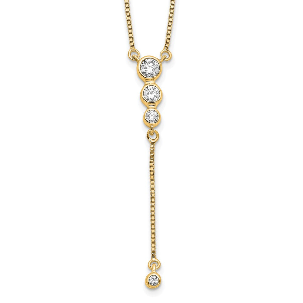 Buy Stylish 14K Gold Diamond Necklace - 18" Three-Stone Dangle Design