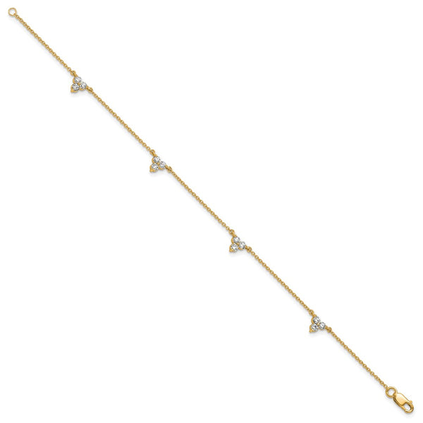 14K Gold Multi-Station Diamond Bracelet - 7 Inch Length