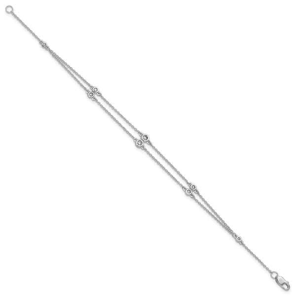 14K White Gold Double Strand Bracelet with Diamonds