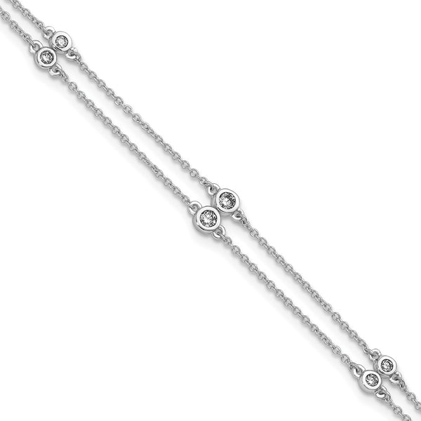 14K White Gold Double Strand Bracelet with Diamonds