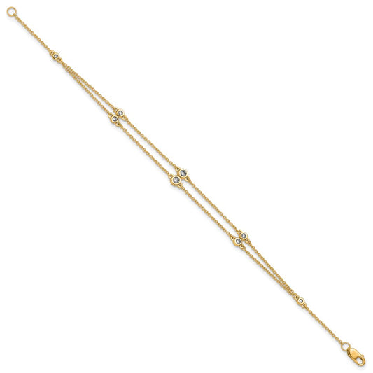 Buy Stylish 14K Gold Double Strand Bracelet with Multi-Station Diamonds