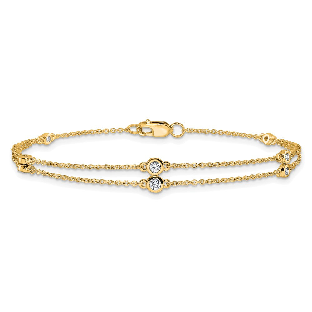 Buy Stylish 14K Gold Double Strand Bracelet with Multi-Station Diamonds
