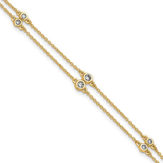 Buy Stylish 14K Gold Double Strand Bracelet with Multi-Station Diamonds