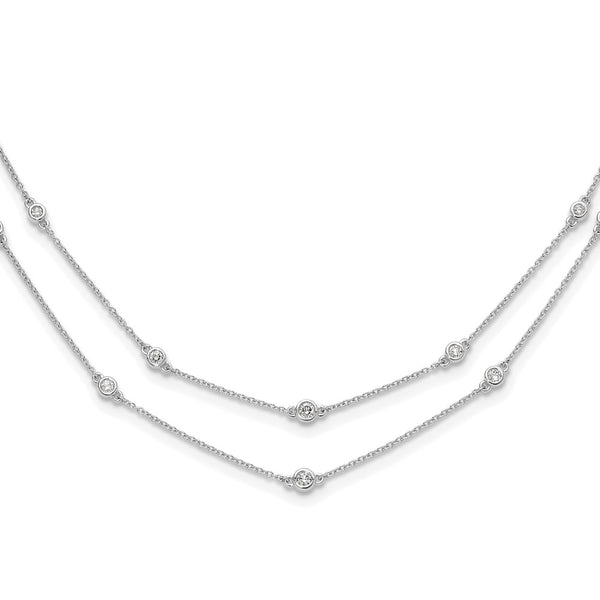 14K White Gold Double Strand Necklace with Diamonds