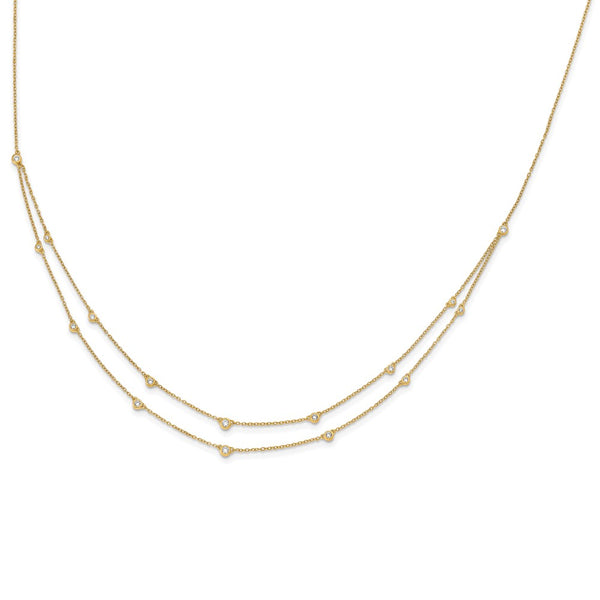14K Gold Multi-Station Double Strand Diamond Necklace