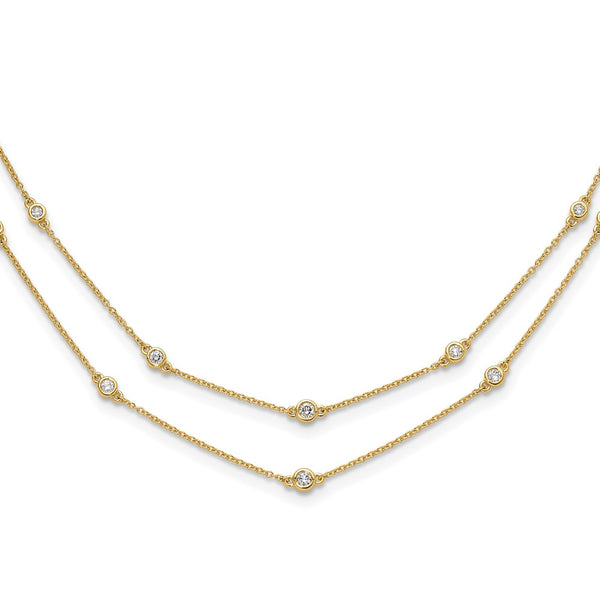 14K Gold Multi-Station Double Strand Diamond Necklace
