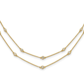 Shop Stylish 14K Gold Multi-Station Double Strand Diamond Necklace - Luxury Design