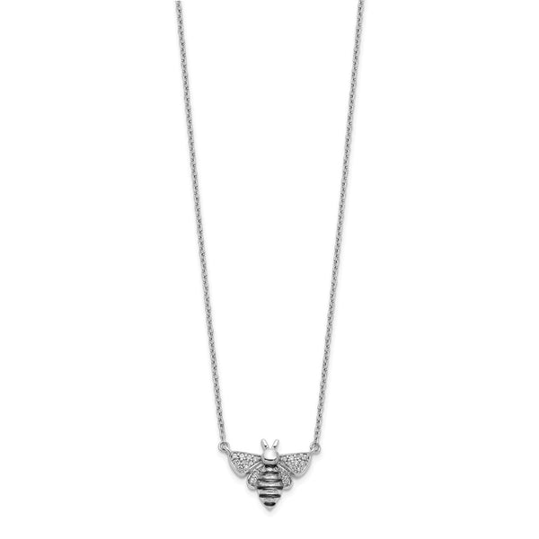 14K White Gold Diamond Bee Pendant Necklace - 18 Inches