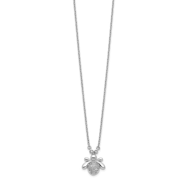 14K White Gold Diamond Bee Pendant Necklace - 18"