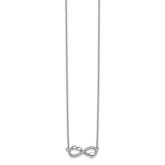 Buy 14K White Gold Diamond Infinity Paw Print Heart Necklace - 18 Inch, Stylish!