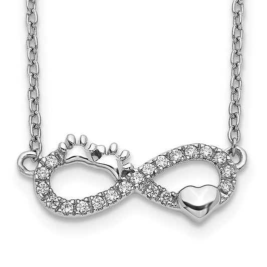 Buy 14K White Gold Diamond Infinity Paw Print Heart Necklace - 18 Inch, Stylish!