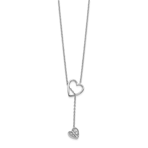14K White Gold Diamond Heart Pendant Necklace - 18 Inch - Style GR1-1007632