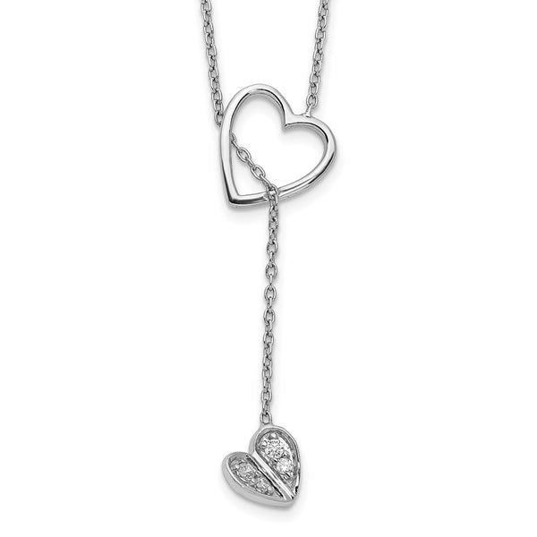 14K White Gold Diamond Heart Pendant Necklace - 18 Inch - Style GR1-1007632