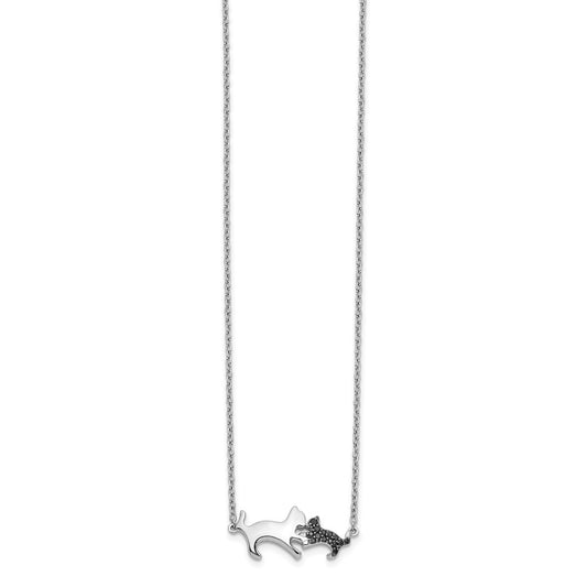 Buy Exclusive 14K White Gold 18-Inch Necklace with Black Diamond Cat Design
